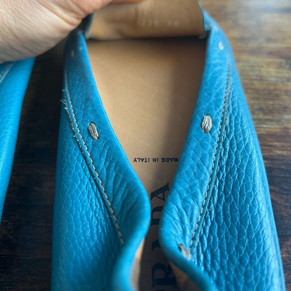 Prada Teal Leather Loafers - Picture 3 of 5